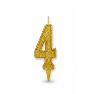 Cвічка цифра "4" золото глітер, 7 см
