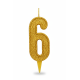 Cвічка цифра "6" золото глітер, 7 см