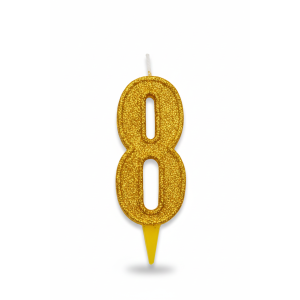 Cвічка цифра "8" золото глітер, 7 см