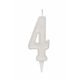 Cвічка цифра "4" біла глітер, 7 см