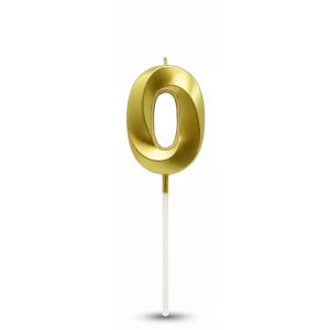 Свічка цифра 3D грані "0" золото 4,5 см

