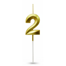 Свічка цифра 3D грані "2" золото 4,5 см
