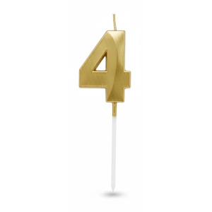 Свічка цифра 3D грані "4" золото 4,5 см
