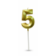Цифровая 3D свеча "5", золотая, 4,5 см