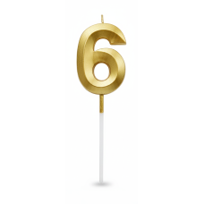 Свічка цифра 3D грані "6" золото 4,5 см
