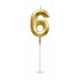 Цифровая 3D свеча "6" золотая, 4,5 см