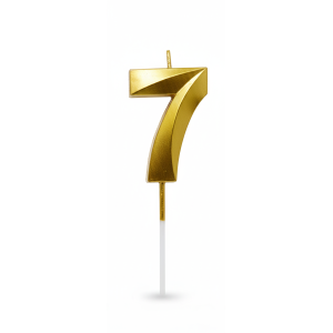 Свічка цифра 3D грані "7" золото 4,5 см
