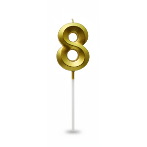 Свічка цифра 3D грані "8" золото 4,5 см
