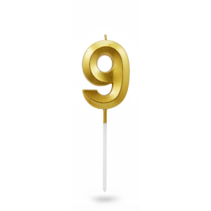 Свічка цифра 3D грані "9" золото 4,5 см
