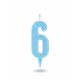 Cвічка цифра "6" блакитна глітер, 7 см