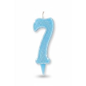 Cвічка цифра "7" блакитна глітер, 7 см