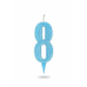 Cвічка цифра "8" блакитна глітер, 7 см