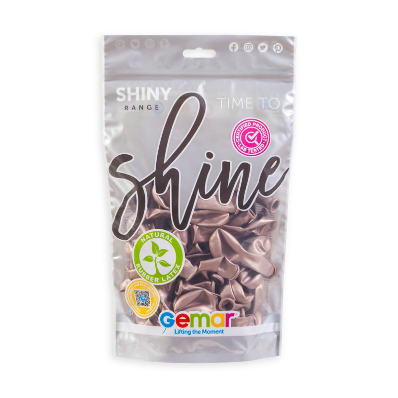 Повітряна куля латексна, хром рожеве золото (shiny rose gold), 5" (13 см) GEMAR (Італія)