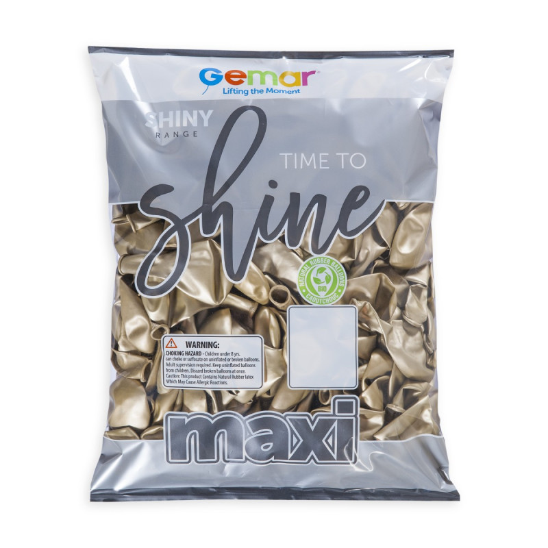 Воздушный шар латексный, хром-золотой (shiny gold), 13