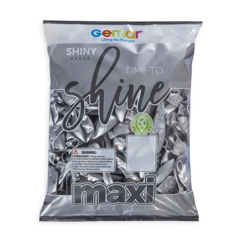 Воздушный шар латексный, хром серебряный (shiny silver), 13" (33 см)
