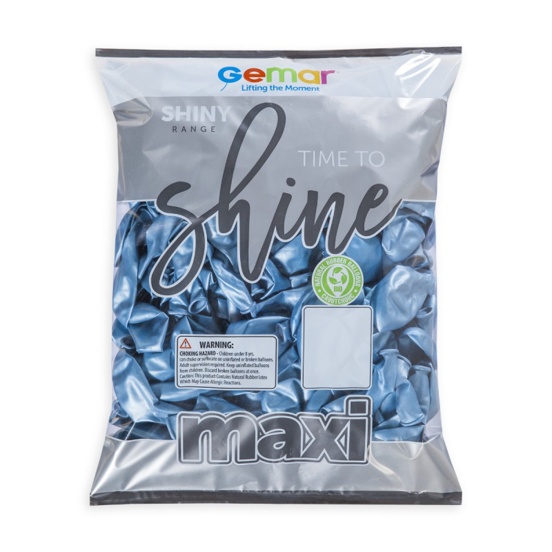 Воздушный шар латексный, хром синий (shiny blue), 13" (33 см), Италия