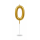 Объемная золотая свечка-цифра "0", 6,5 см