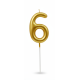 Объемная свечка-цифра "6" золотого цвета, 6,5 см