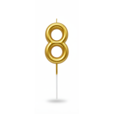 Объемная свеча-цифра "8", золотая, 6,5 см
