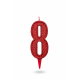 Cвічка цифра "8" червона глітер, 7 см