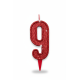 Cвічка цифра "9" червона глітер, 7 см