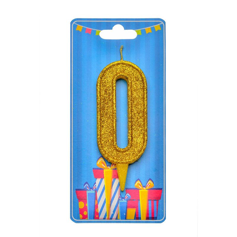 Цифровая свечка золотого цвета "0"