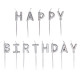 Праздничные свечи-буквы "HAPPY BIRTHDAY" серебряного цвета
