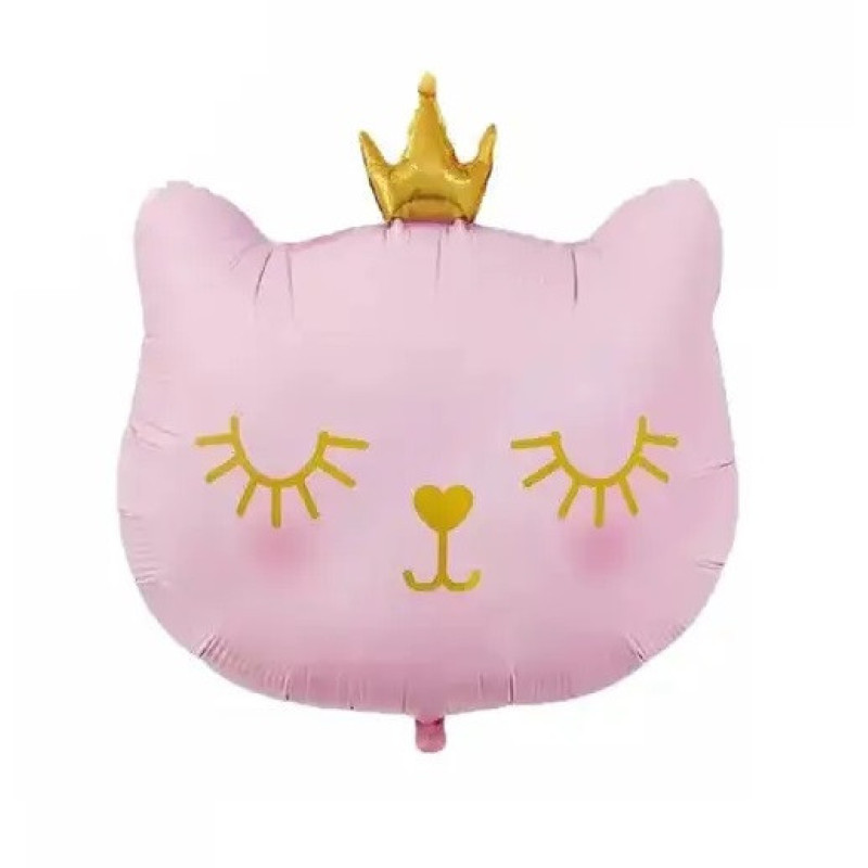 Воздушная фигурка из фольги "Киця с короной розовая" 49 х 48 см, Китай