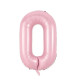 Воздушный шар из фольги "Цифра 0", нежно розовый (baby pink), 76 см