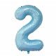 Повітряна куля "Цифра 2" фольгована, ніжно-блакитна (baby blue), 76 см, в індивідуальній упаковці