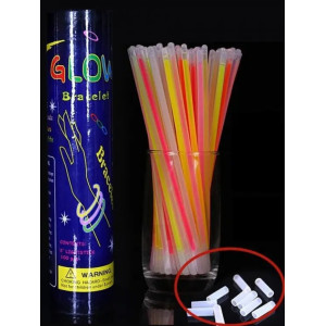 Светящиеся неоновые палочки браслеты глоустик 100 шт в тубусе, Glow stick