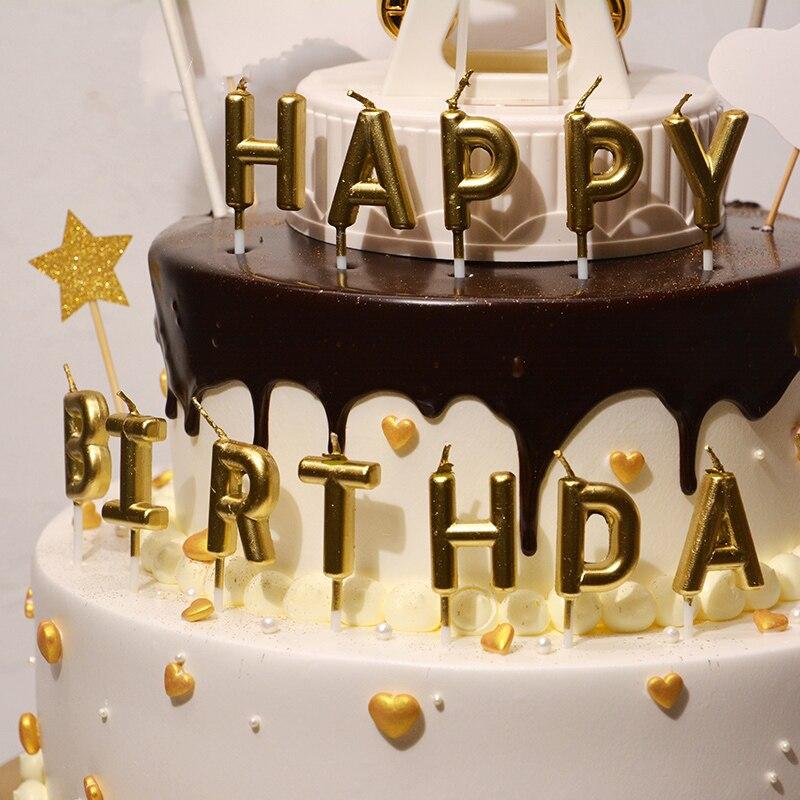 Праздничные свечи-буквы "HAPPY BIRTHDAY" розового цвета