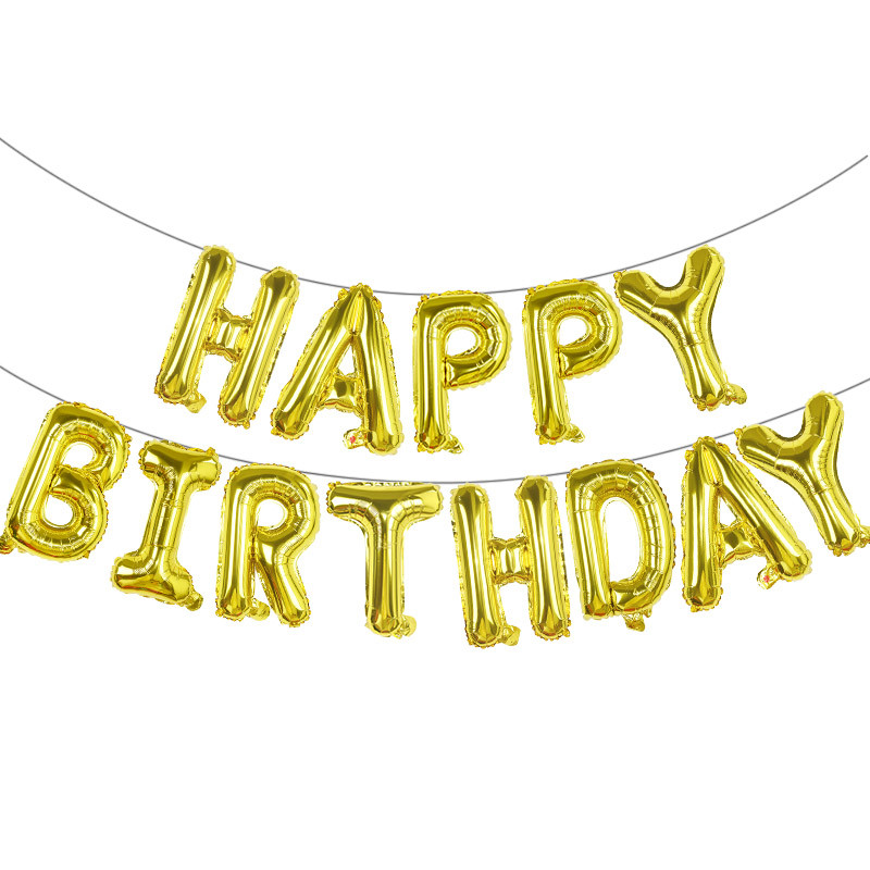 Надпись фольгированная "HAPPY BIRTHDAY" золотистая, 40 см