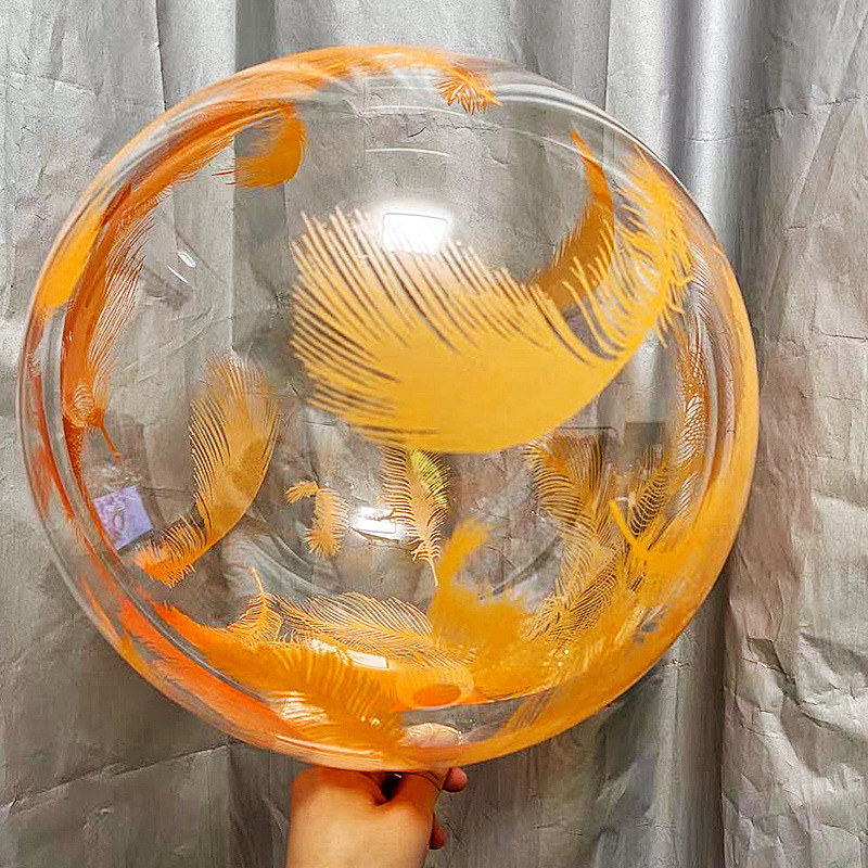 Повітряна куля Баблс (Bubbles) 20" (50 см) з принтом помаранчевих пір'їнок