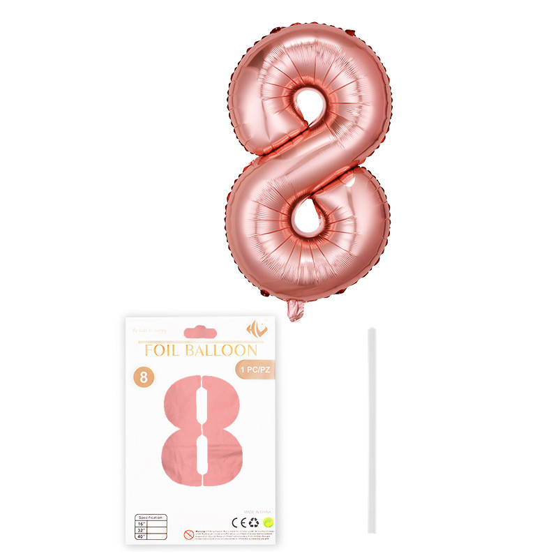 Воздушный мини-шар из фольги "Цифра 8", розовое золото, 35 см