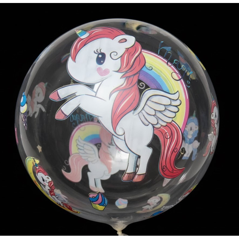 Воздушный шар Bubbles 24" (60 см) с рисунком "Единорожка"