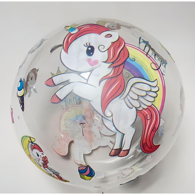 Воздушный шар Bubbles 24" (60 см) с рисунком "Единорожка"