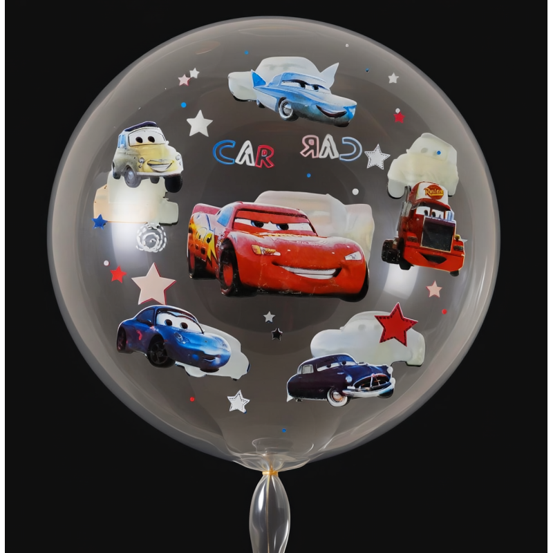 Воздушный шарик Баблс (Bubbles) 24" (60 см) с рисунком "Тачки"
