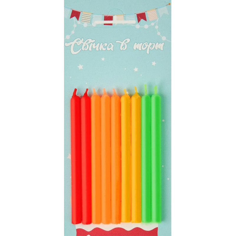 Праздничные свечи для торта прямые, 9 шт