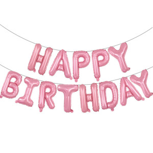 Напис фольгований "HAPPY BIRTHDAY" 40 см, ніжно-рожевий