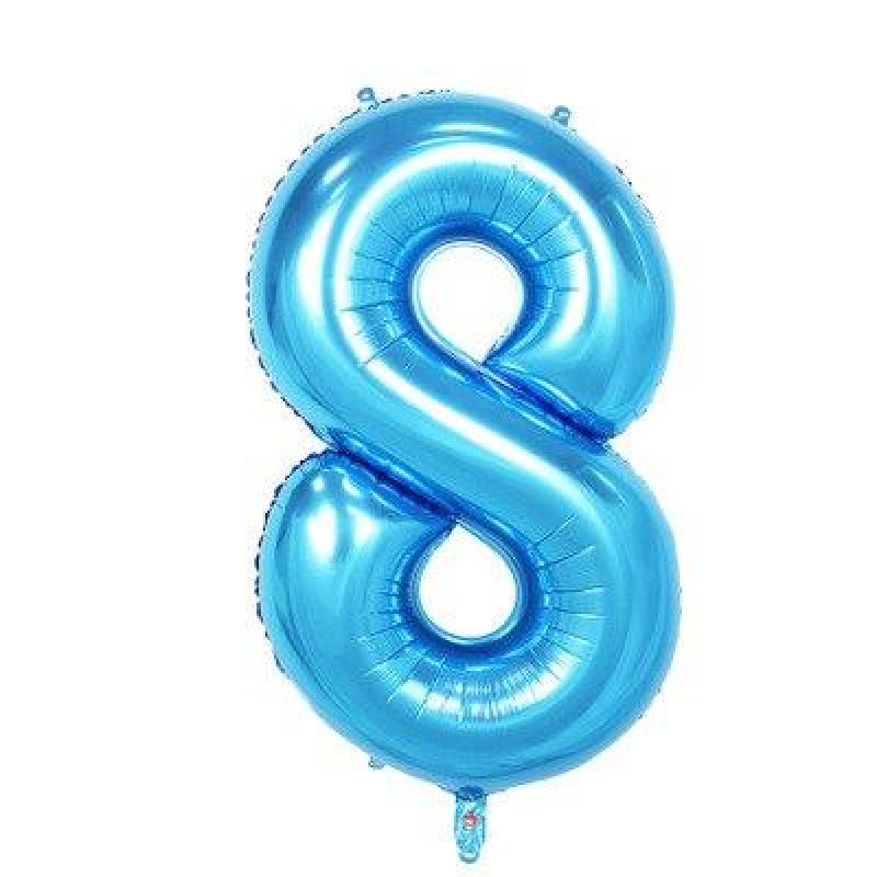 Повітряна куля фольгована "Цифра 8", SLIM, синя, 101 см