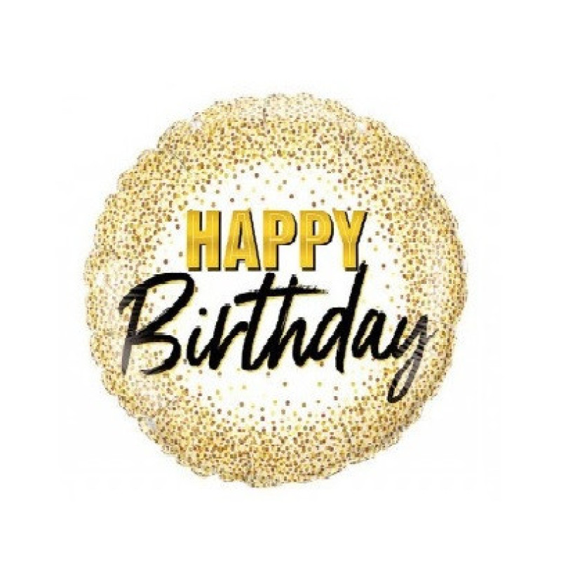 Воздушный шар фольгированный "HAPPY BIRTHDAY с конфетти" круг, 18" (45 см), Китай